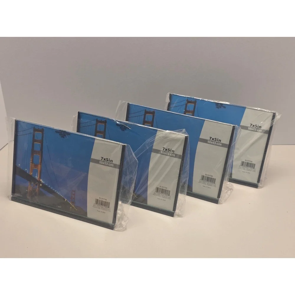 Set of 4 Glass 5x7 Picture Frames Black Border Tabletop Easel BLSH75B New